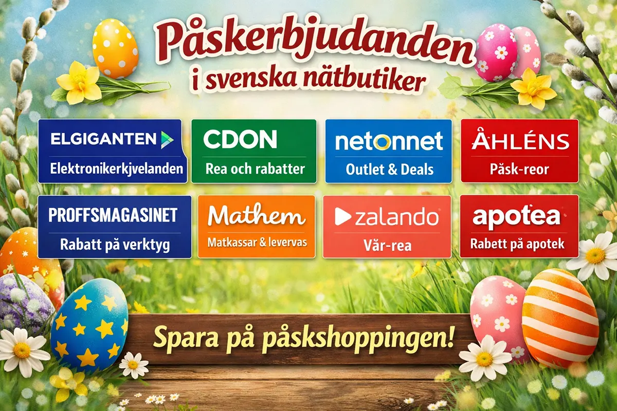 Utvalda kampanjer och rabatter i svenska nätbutiker inför påsken